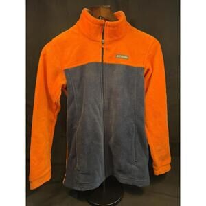 Columbia‎ Jacket Youth Large 14/16 Orange Navy Full Zip Fleece Outdoors Kids